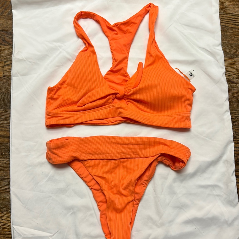 Tininikini neon orange/pink bikini set, size M, worn once